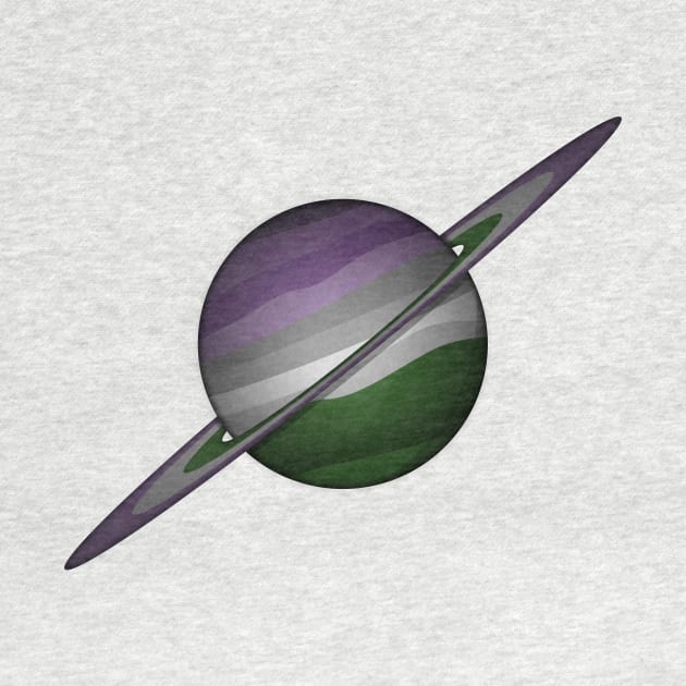 Planet and Rings in Genderqueer Pride Flag Colors by LiveLoudGraphics